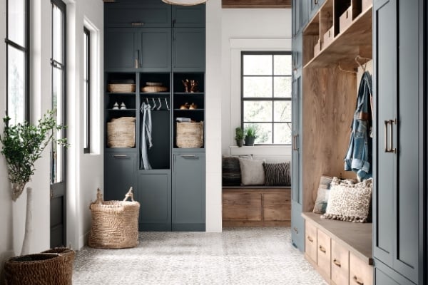 cozy Wisconsin mudroom with built-in storage and winter-ready design